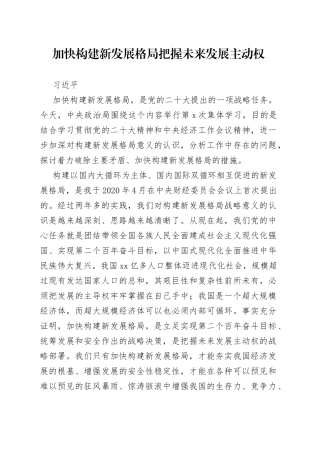 加快构建新发展格局　把握未来发展主动权