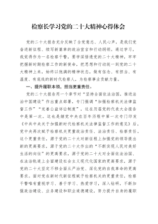 检察长学习党的XX大精神心得体会