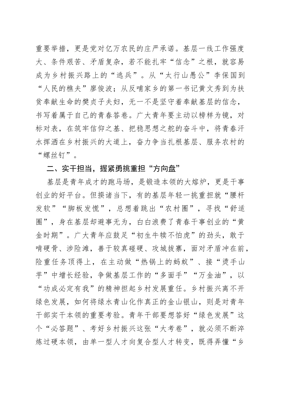 交流研讨发言：践行回信精神 助力乡村振兴 用青春书写新时代华彩篇章_第2页