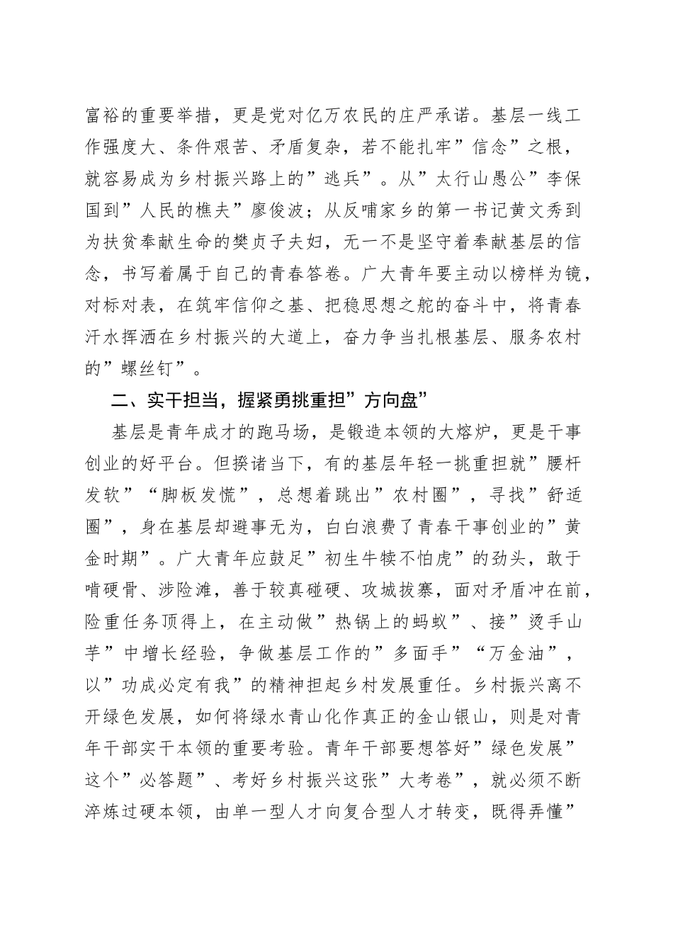 交流研讨发言：践行回信精神助力乡村振兴用青春书写新时代华彩篇章_第2页