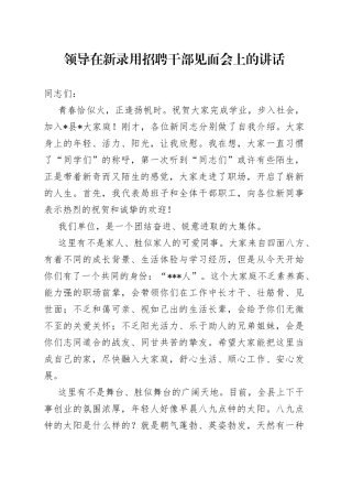 领导在新录用招聘干部见面会上的讲话