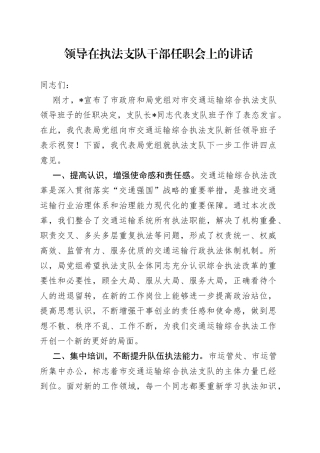 领导在执法支队干部任职会上的讲话