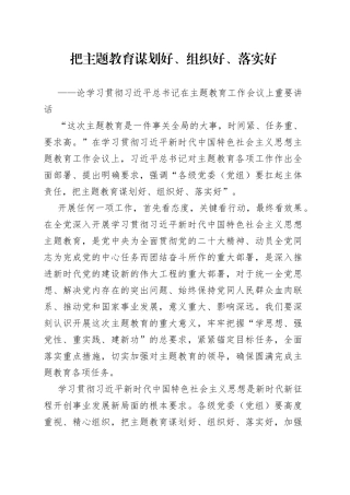 论学习贯彻习近平总书记在主题教育工作会议上重要讲话（20230409）