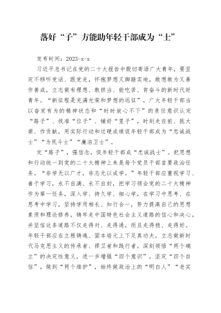 落好“子”方能助年轻干部成为“士”
