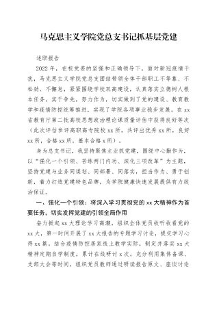 马克思主义学院党总支书记抓基层党建述职报告