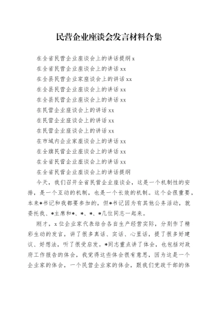 民营企业座谈会发言材料合集