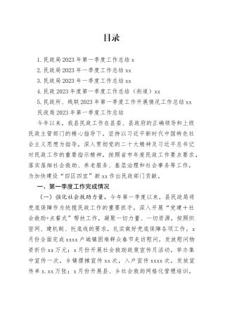 民政局2023年一季度工作总结合集