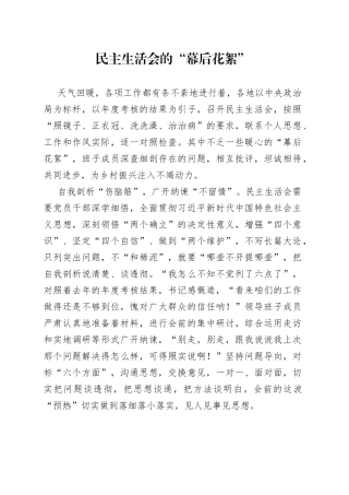 民主生活会的“幕后花絮”