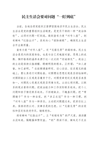 民主生活会要对问题“一盯到底”