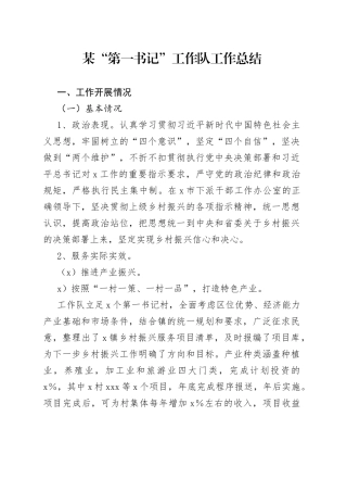 某“第一书记”工作队工作总结