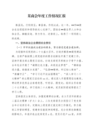 某商会年度工作情况汇报