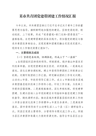 某市共青团党建带团建工作情况汇报（1）