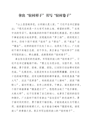 拿出“驻村样子” 书写“驻村卷子”