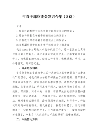 年青干部座谈会发言合集（3篇）