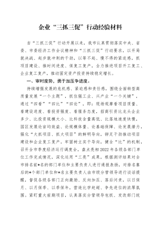企业“三抓三促”行动经验材料