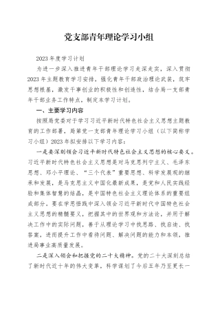 青年理论学习小组2023年度学习计划