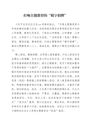 打响主题教育的“精字招牌”