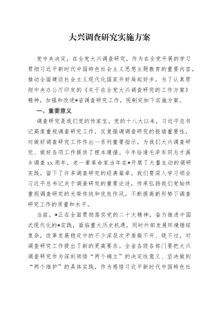 大兴调查研究实施方案