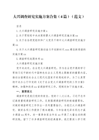 大兴调查研究实施方案合集（4篇）（）