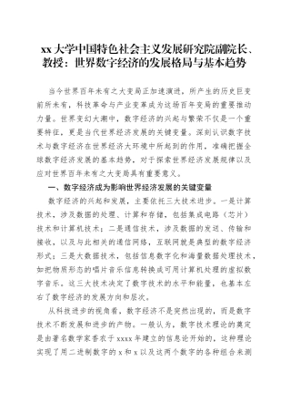 大学中国特色社会主义发展研究院副院长、教授：世界数字经济的发展格局与基本趋势（20230417）