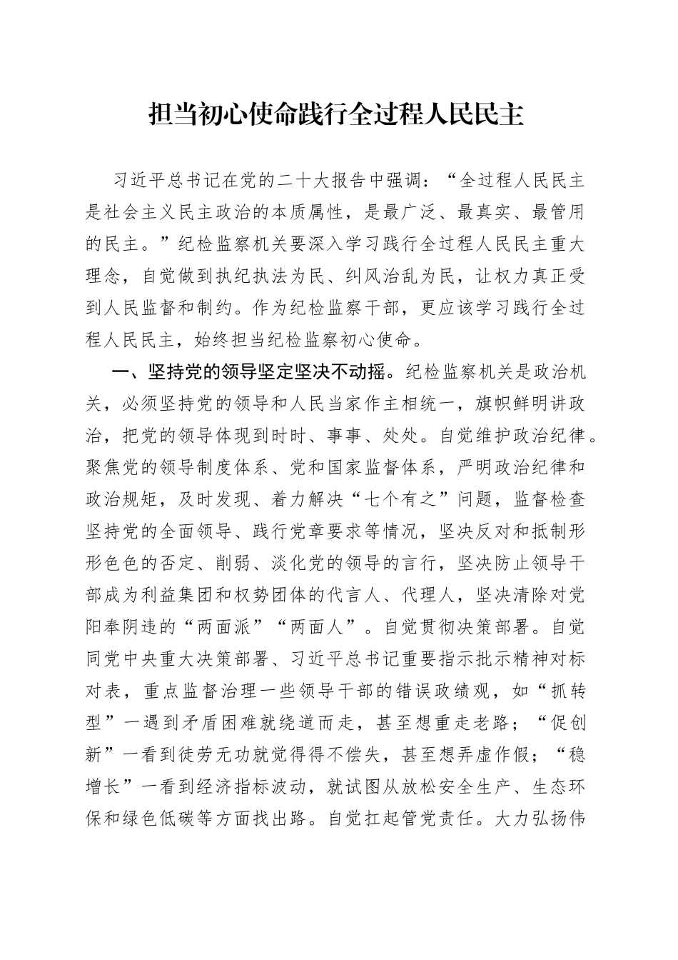 担当初心使命 践行全过程人民民主_第1页