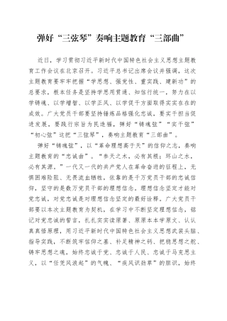 弹好“三弦琴” 奏响主题教育“三部曲”