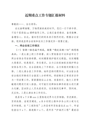 近期重点工作专题汇报材料