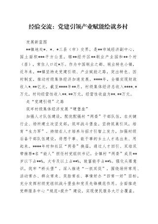 经验交流：党建引领产业赋能绘就乡村发展新蓝图