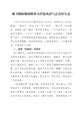 聚力根除微腐败努力营造风清气正良好生态