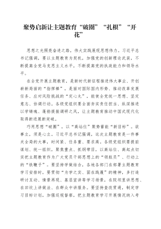 聚势启新让主题教育“破圈”“扎根”“开花”