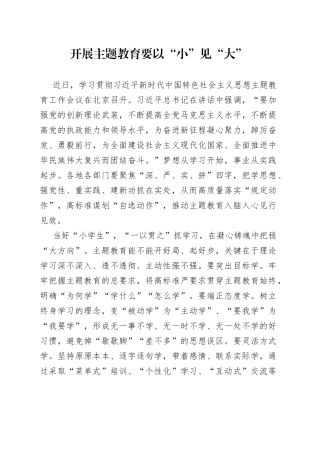 开展主题教育要以“小”见“大”
