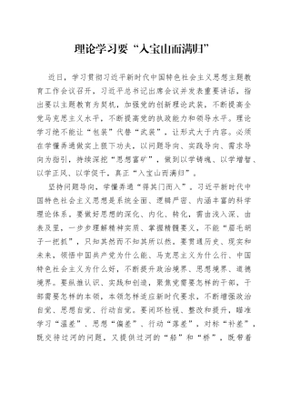 理论学习要“入宝山而满归”