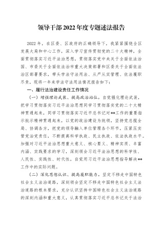 领导干部2022年度专题述法报告