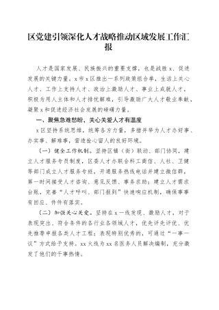 区党建引领深化人才战略推动区域发展工作汇报(1)