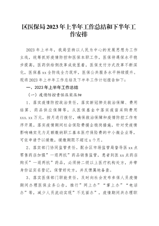 区医保局2023年上半年工作总结和下半年工作安排