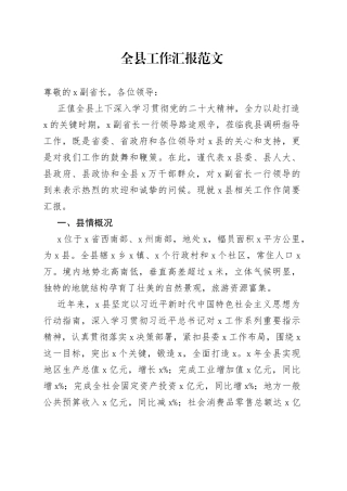 全县工作汇报向省调研组报告总结