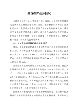 融资担保业务情况