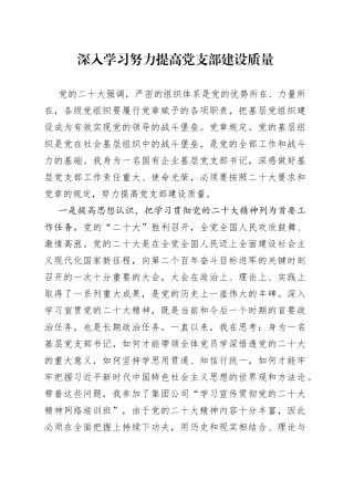 深入学习 努力提高党支部建设质量