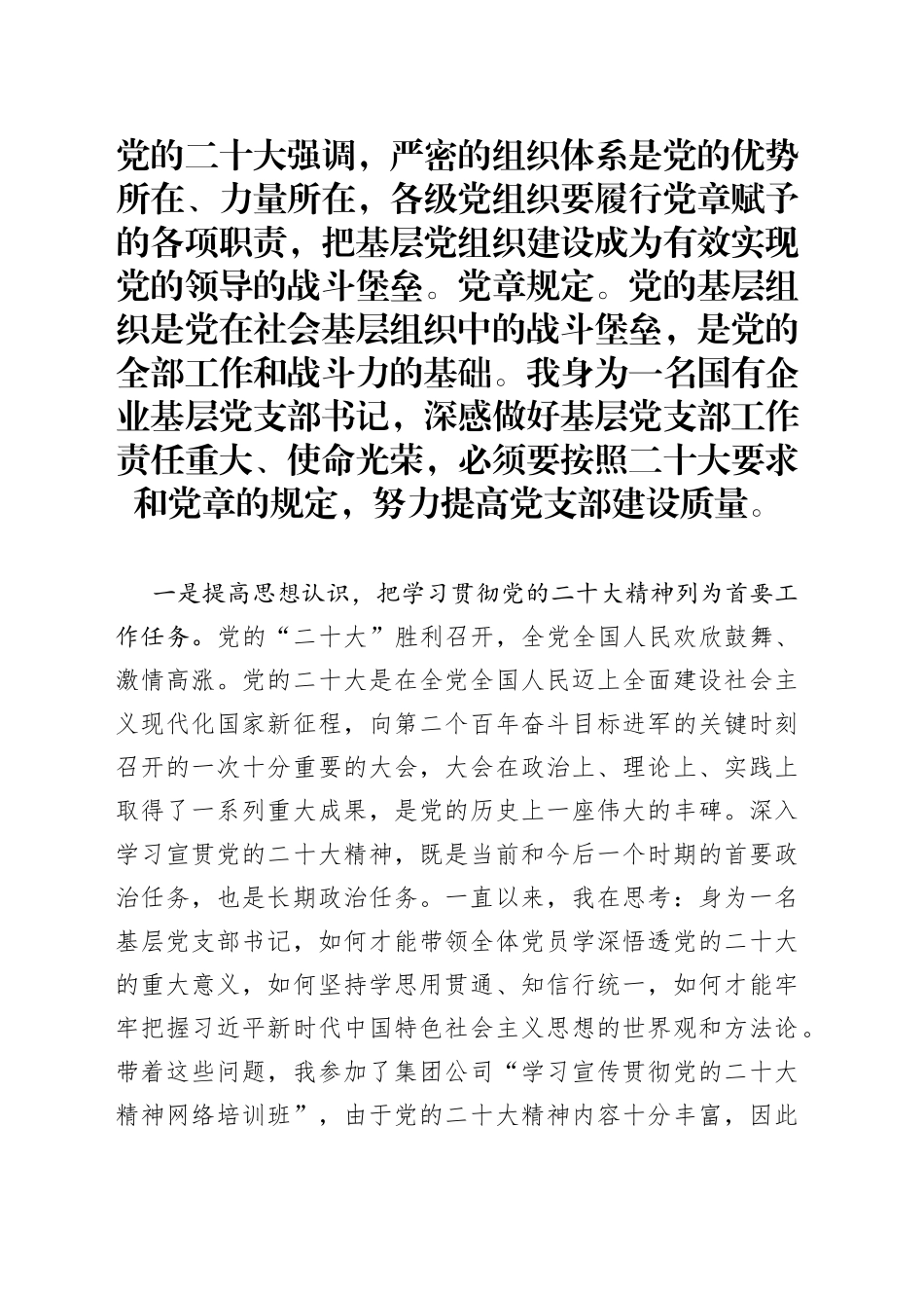 深入学习贯彻党的二十大精神努力提高党支部建设质量_第1页