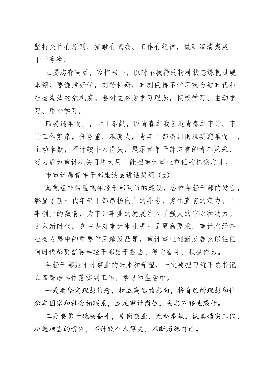 审计局青年干部座谈会讲话4篇_第2页