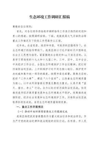 生态环境工作汇报稿（1）