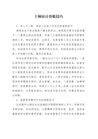 十种审计查账技巧