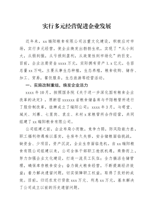 实行多元经营促进企业发展