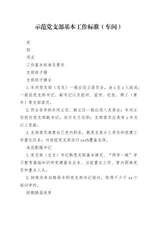 示范党支部基本工作标准