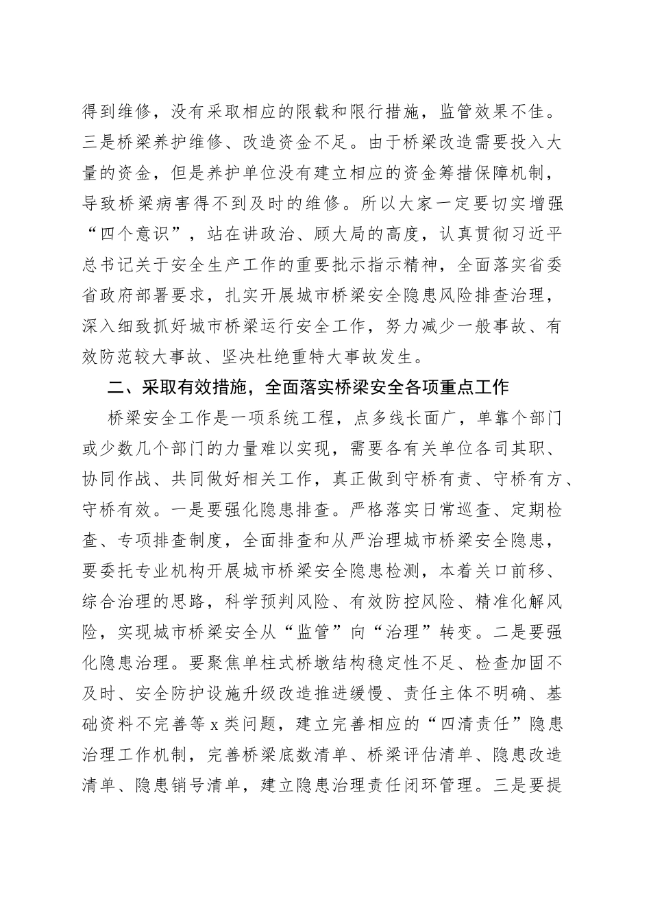 市城市桥梁安全隐患风险排查治理工作会议讲话_第2页