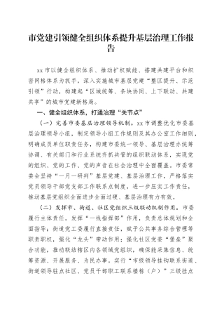 市党建引领健全组织体系提升基层治理工作报告(1)