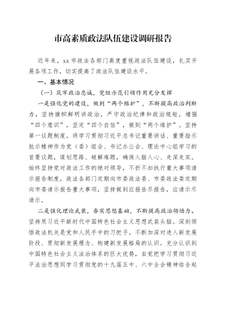 市高素质政法队伍建设调研报告