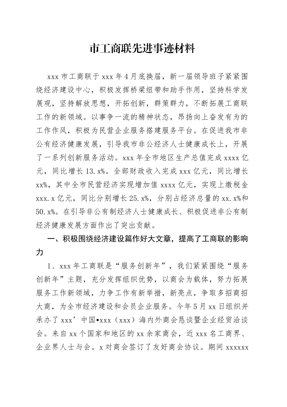 市工商联先进事迹材料_第1页