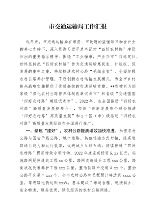 市交通运输局工作汇报