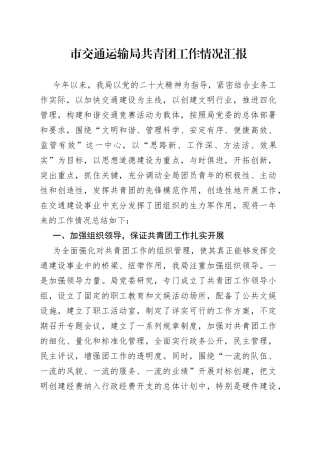 市交通运输局共青团工作情况汇报(1)